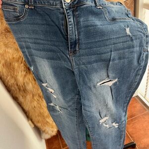 Maurices Ripped Blue Boyfriend Jeans XXL Long